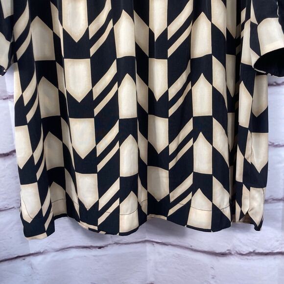 Alfani Shift Dress Womens SZ 14 Autumn Blush Geo Stripe Gold V Neck Long Sleeves - Picture 4 of 12